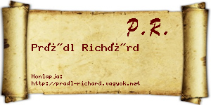 Prádl Richárd névjegykártya
